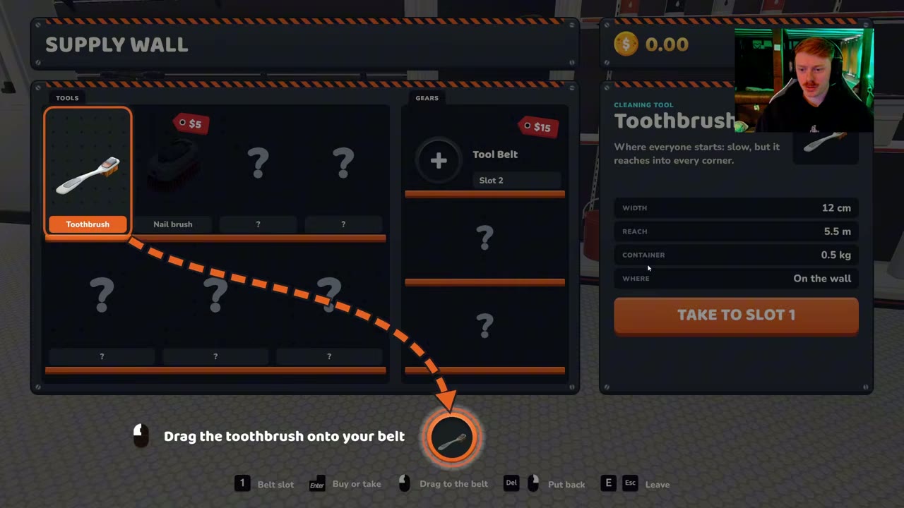 Supply Wall on a new save with only the Toothbrush unlocked